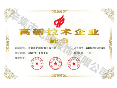 高新技术企业证书